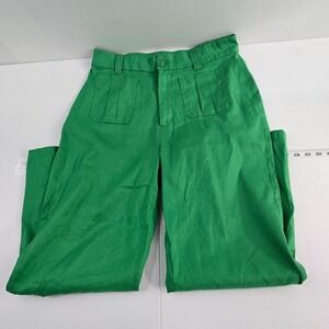 Nicole Miller linen pants green womens wide leg size 12 lightweight‎ 7088